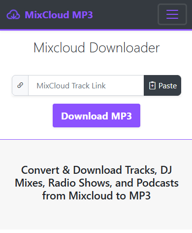 Pegar enlace del track de Mixcloud